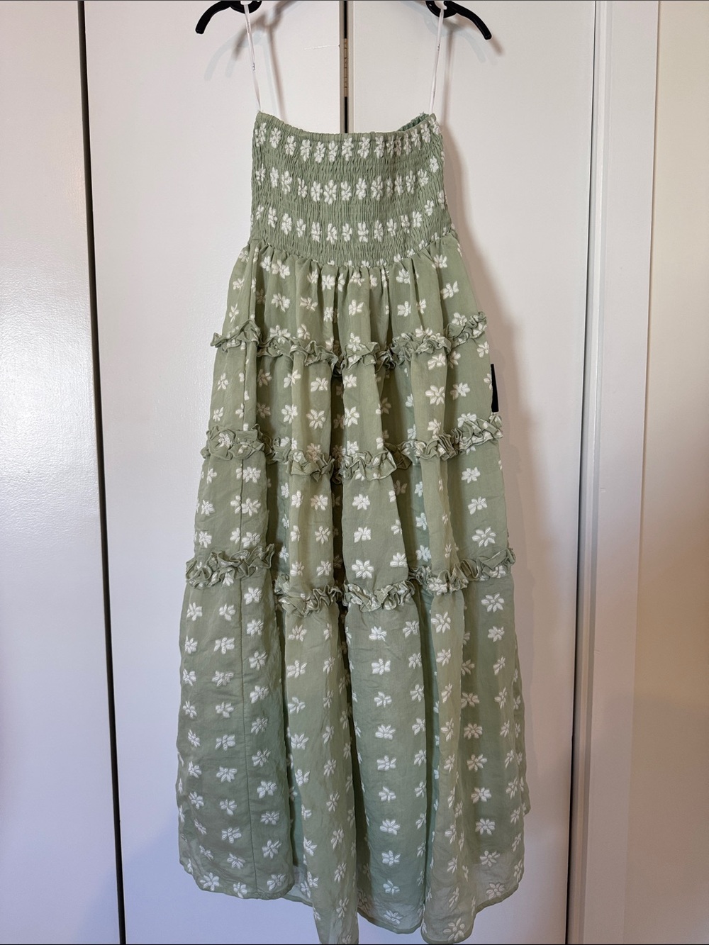 Lulu's Beautiful Sentiments Sage Floral Strapless Midi Dress